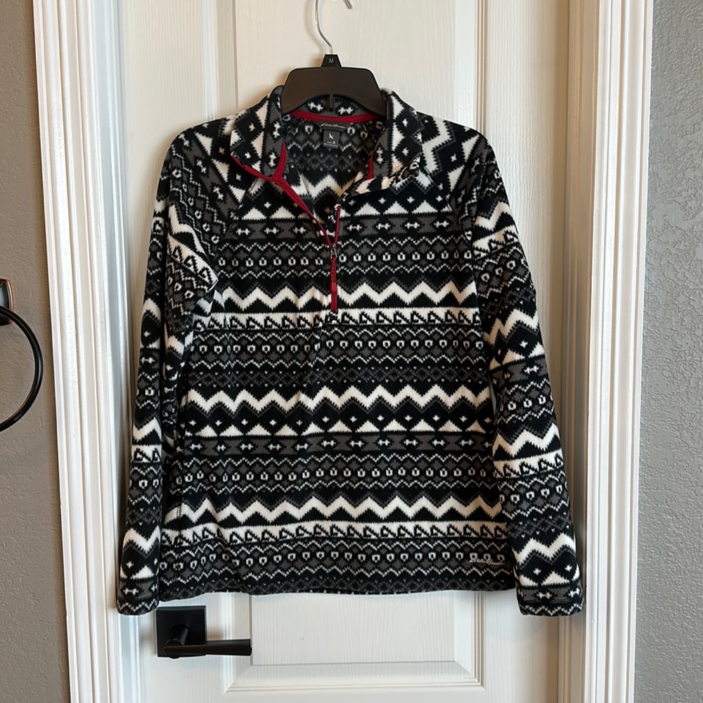 Eddie Bauer fleece sweatshirt 1/4 zip fair isle M